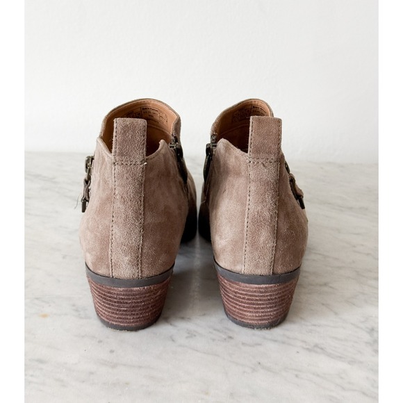 Vionic Cecily Taupe Suede Water Resistant Ankle Boots 6.5 Wide Greige Low Heel - Picture 6 of 8